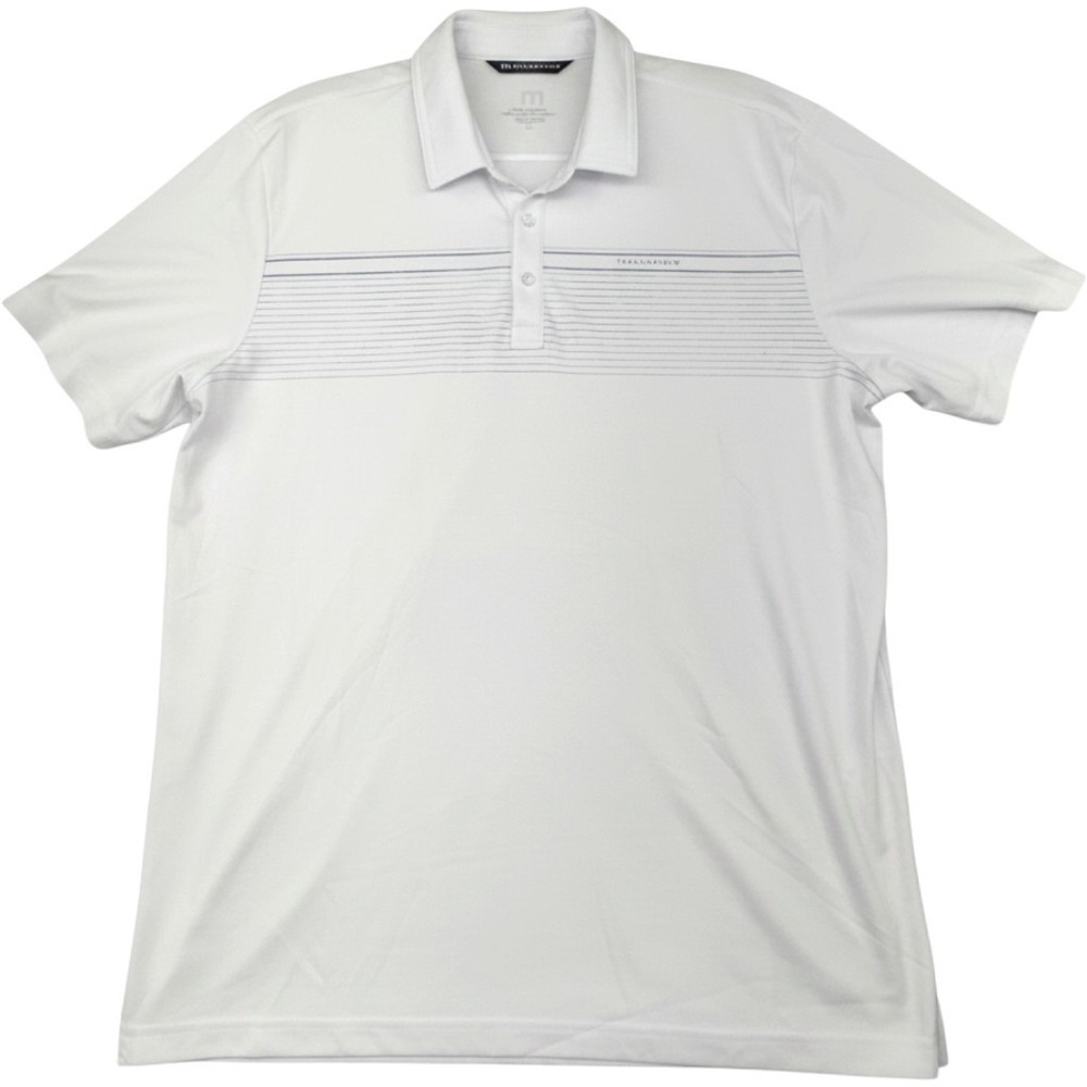 Travis Mathew Polo Shirt Mens XL White Golf Performance Short Sleeve Stretch